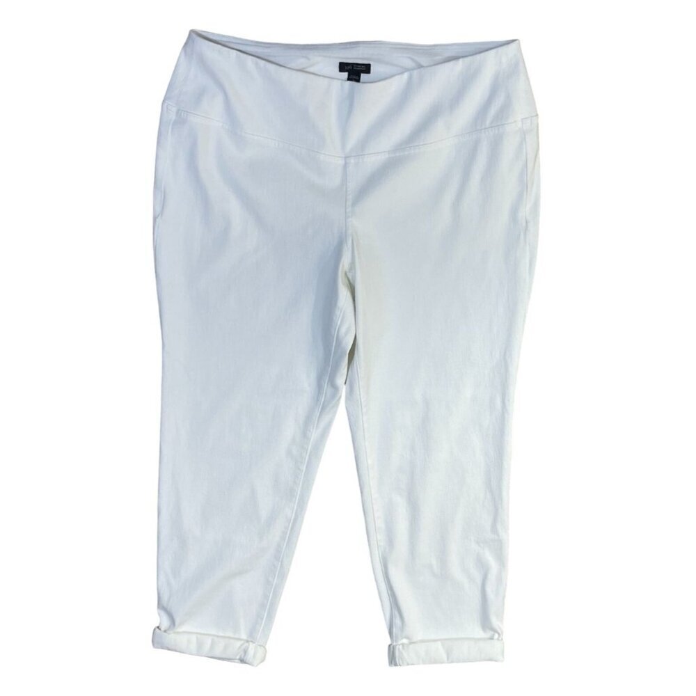 J.Jill Women's Jegging Legging Boyfriend White Wearever Collection PETITE Large